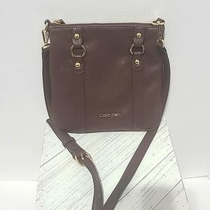 Calvin Klien Brown with Gold Hardware Crossbody Bag w adjustable strap